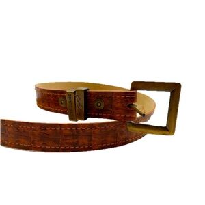 🍓 VINTAGECChic Schooners Alligator Design Brown Belt Size XS / S  Bronze 16